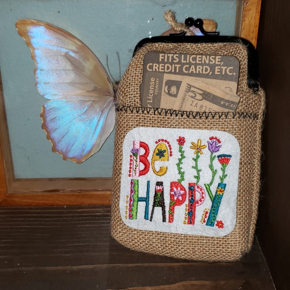 Hemp Butterfly Be Happy Cigarette Pouch Case Case - Picture 2 of 11